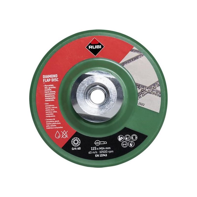 Rubi Tiling Tools Diamond Flap Disc 115mm x 50/60 Grit RUBI TILING TOOLS - RockBottom Nothampton