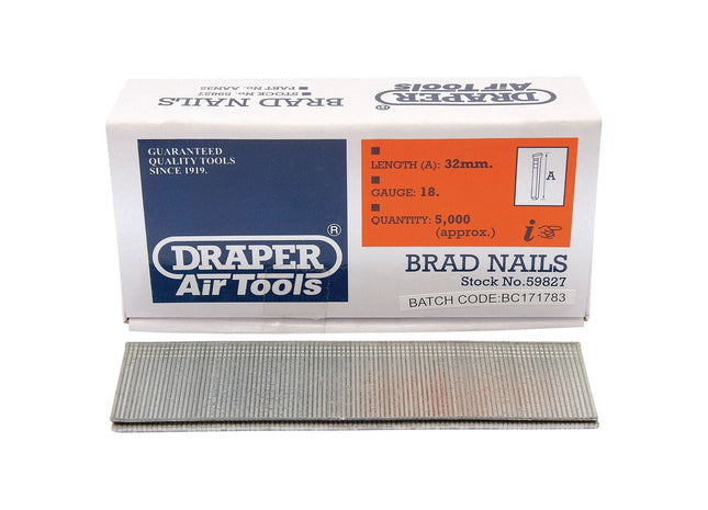 Draper Brad Nails, 32mm (Pack of 5000) 59827 Draper - Town Tools 