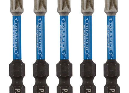 Draper Expert PZ-Type Impact Screwdriver Bits, No.2 x 50mm, 1/4" Hex (Pack of 5) Draper - Town Tools 