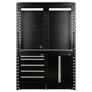 Bunker 15 Piece Modular Storage Combo 2 Tier Racking with Stainless Steel Shelving, Pegboards and Floor Cabinets, 1500mm Draper - Town Tools