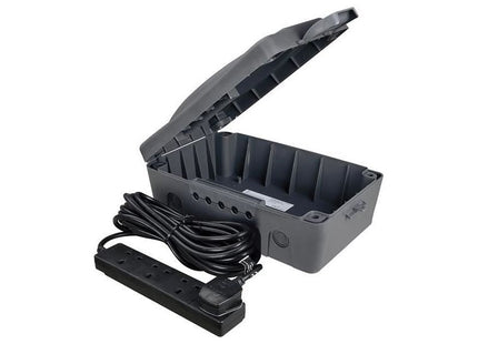 Masterplug Weatherproof Box with 10m 240V 4-Way Bar Masterplug - RockBottom Northampton