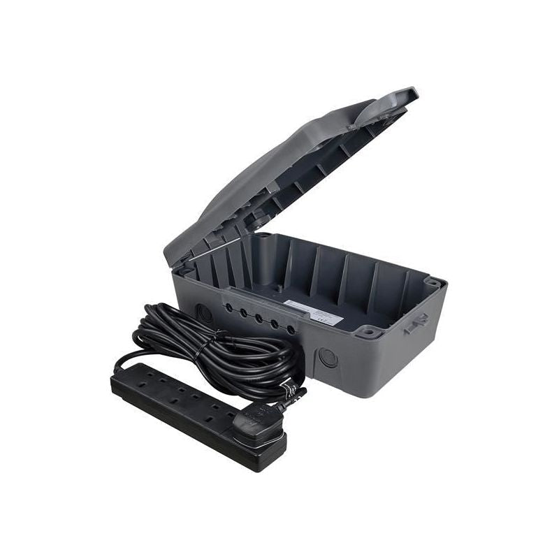 Masterplug Weatherproof Box with 10m 240V 4-Way Bar Masterplug - RockBottom Northampton