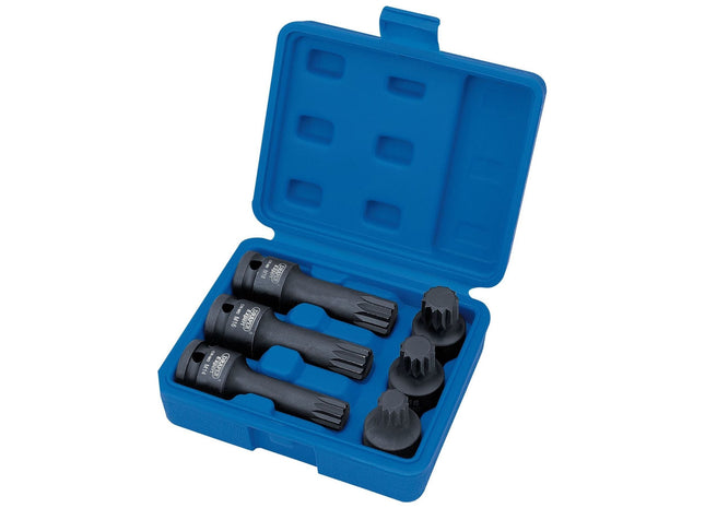 Draper Impact Spline Bit Set, 1/2" Sq. Dr. (6 Piece) 28881 Draper - Town Tools 