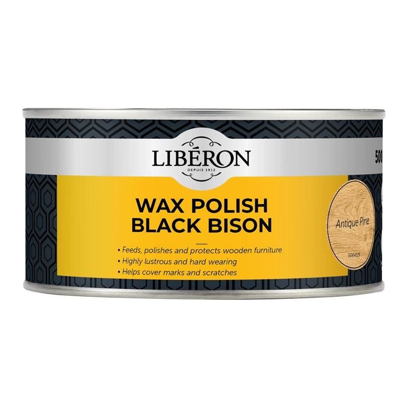Liberon Wax Polish Black Bison Antique Pine 500ml Liberon - RockBottom Northampton