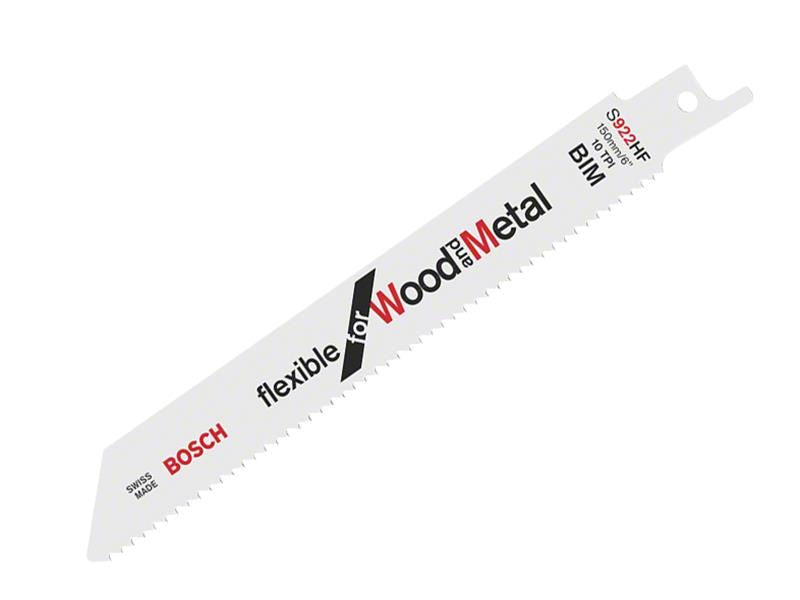 Bosch Powertool Accessories S 922 HF Flexible for Wood & Metal Blade 150mm 10 TPI Pack of 5 Bosch Powertool Accessories - RockBottom Northampton