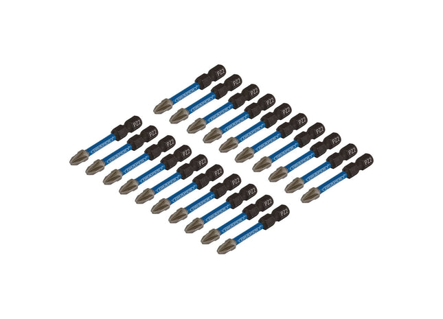 Draper Expert PZ-Type Impact Screwdriver Bits, No.2 x 50mm, 1/4" Hex (Pack of 20 Draper - Town Tools 