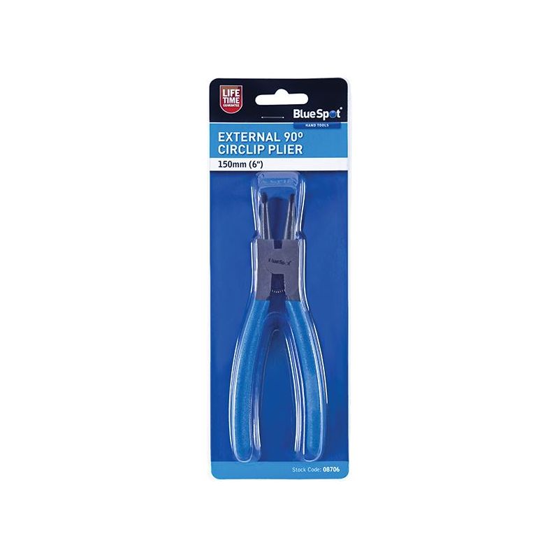 Bluespot Tools Circlip Pliers External Bent 90⁰ Tip 150mm (6in) BlueSpot Tools - RockBottom Northampton