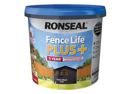 Ronseal Fence Life Plus+ Tudor Black Oak 5 litre Ronseal - RockBottom Nothampton