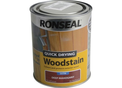 Ronseal Quick Drying Woodstain Satin Deep Mahogany 750ml Ronseal - RockBottom Nothampton