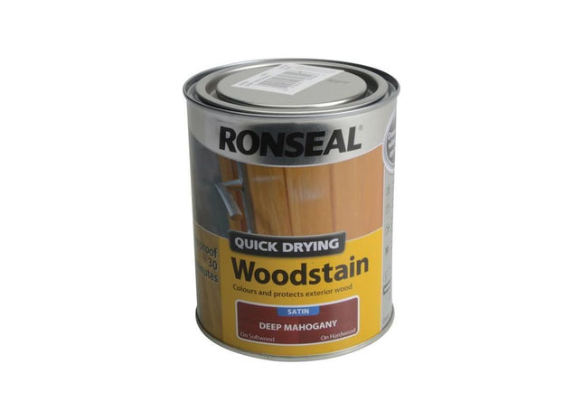 Ronseal Quick Drying Woodstain Satin Deep Mahogany 750ml Ronseal - RockBottom Nothampton