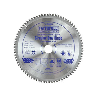 Faithfull TCT Circular Saw Blade Zero Degree 250 x 30mm x 80T Faithfull - RockBottom Northampton