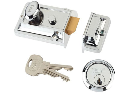 Yale Locks P77 Traditional Nightlatch 60mm Backset Chrome Finish Box Yale Locks - RockBottom Northampton