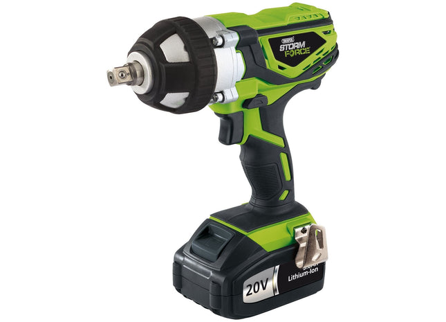Draper Storm Force 20V Cordless Impact Wrench, 1/2" Sq. Dr., 400Nm, 1 x 3.0Ah Ba Draper - Town Tools 
