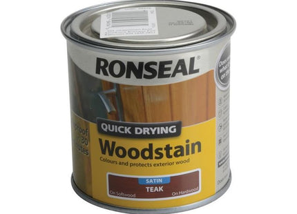 Ronseal Quick Drying Woodstain Satin Teak 250ml Ronseal - RockBottom Nothampton