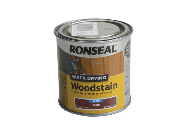 Ronseal Quick Drying Woodstain Satin Teak 250ml Ronseal - RockBottom Nothampton