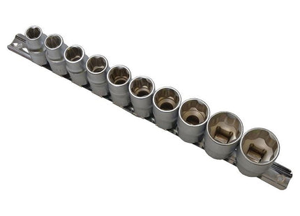 Bluespot Tools 1/2in Drive Socket Set on Rail, 10 Piece BlueSpot Tools - RockBottom Northampton