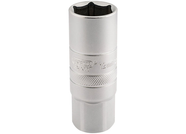 Draper 12mm Thread 6 Point Satin Chrome Spark Plug Socket, 1/2" Sq. Dr., 18mm Draper - Town Tools 