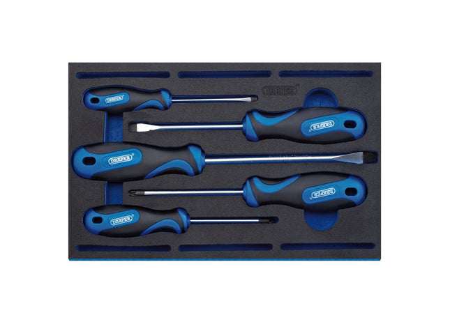 Draper Soft Grip Screwdriver Set in 1/4 Drawer EVA Insert Tray (5 Piece) 63400 Draper - Town Tools 