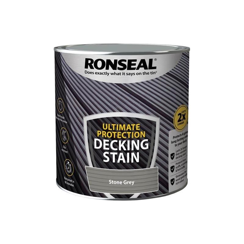 Ronseal Ultimate Protection Decking Stain Stone Grey 2.5 litre Ronseal - RockBottom Nothampton