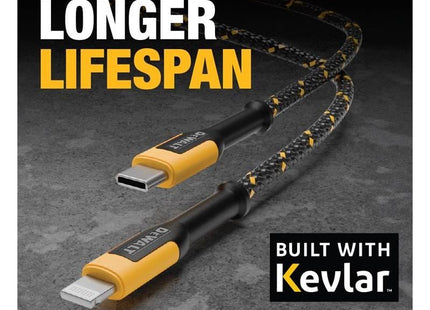 Dewalt Telecoms USB C to Lightning® Reinforced Charging Cable 1.2m (4ft) DEWALT Telecoms - RockBottom Northampton