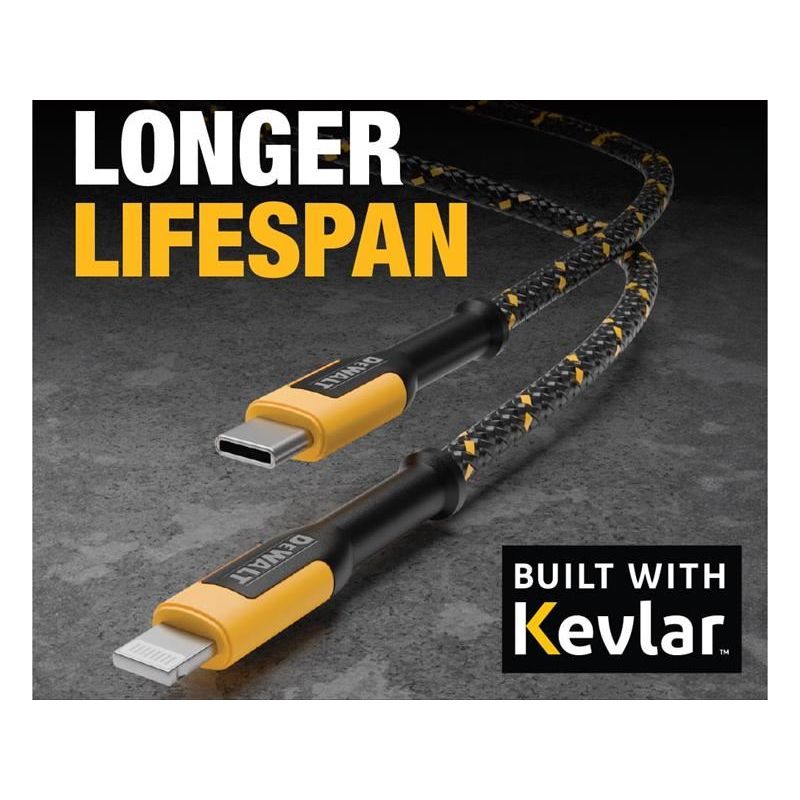 Dewalt Telecoms USB C to Lightning® Reinforced Charging Cable 1.2m (4ft) DEWALT Telecoms - RockBottom Northampton