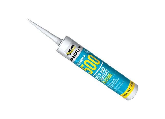 Everbuild Sika 500 Bath & Sanitary Silicone Sealant Translucent 290ml Everbuild Sika - RockBottom Northamptin