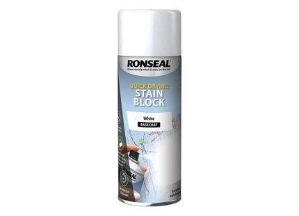 Ronseal Quick Drying Stain Block Aerosol White 400ml Ronseal - RockBottom Nothampton