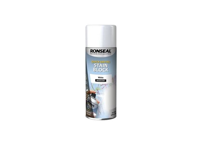Ronseal Quick Drying Stain Block Aerosol White 400ml Ronseal - RockBottom Nothampton