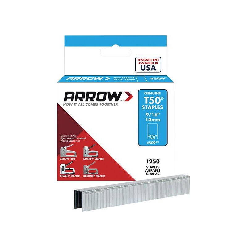 Arrow T50 Staples 14mm (9/16in) (Box 1250) Arrow - RockBottom Northampton 