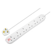 Masterplug Extension Lead 240V 6-Gang 13A White Surge Protected 2m Masterplug - RockBottom Northampton