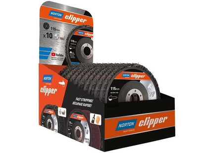 Norton Clipper 115mm Rapid Strip Metal Disc Counter Display of 10 Norton Clipper - RockBottom Nothampton