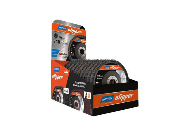 Norton Clipper 115mm Rapid Strip Metal Disc Counter Display of 10 Norton Clipper - RockBottom Nothampton