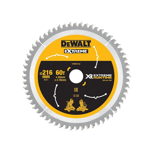 Dewalt Power Tools XR FlexVolt Circular Saw Blade 216 x 30mm x 60T DeWALT Power Tools - RockBottom Northampton