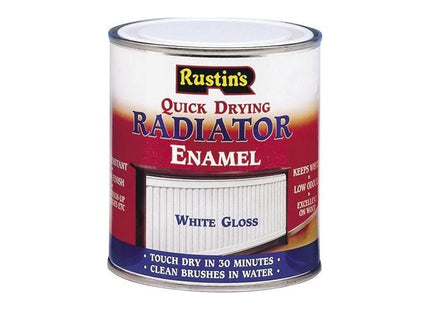 Rustins Quick Dry Radiator Enamel Paint Gloss White 500ml Rustins - RockBottom Nothampton