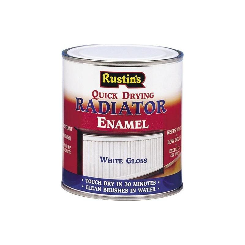 Rustins Quick Dry Radiator Enamel Paint Gloss White 500ml Rustins - RockBottom Nothampton