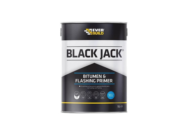Everbuild Sika Black Jack® 902 Bitumen & Flashing Primer 5 litre Everbuild Sika - RockBottom Northamptin