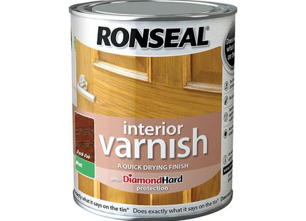 Ronseal Interior Varnish Quick Dry Matt Dark Oak 750ml Ronseal - RockBottom Nothampton