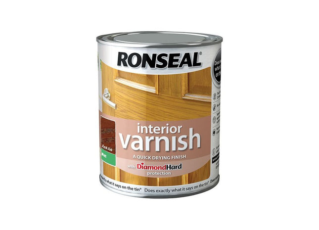 Ronseal Interior Varnish Quick Dry Matt Dark Oak 750ml Ronseal - RockBottom Nothampton