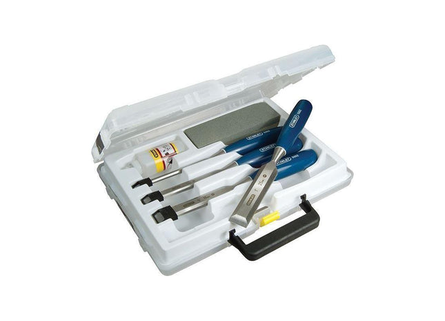 Stanley® Hand Tools 5002 Bevel Edge Chisel & Oilstone Set, 6 Piece STANLEY® Hand Tools - RockBottom Nothampton