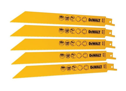 Dewalt Power Tools Bi-Metal Reciprocating Blade for Metal 203mm x 14 TPI (Pack 5) DeWALT Power Tools - RockBottom Northampton