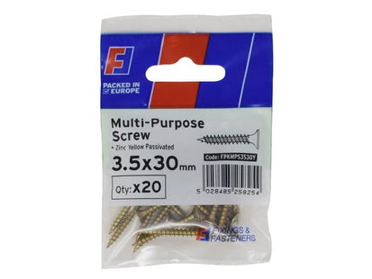 ForgeFix Multi-Purpose Pozi Screw CSK ST ZYP 3.5 x 30mm ForgePack 20 ForgeFix - RockBottom Northampton