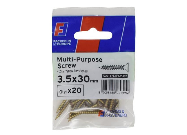 ForgeFix Multi-Purpose Pozi Screw CSK ST ZYP 3.5 x 30mm ForgePack 20 ForgeFix - RockBottom Northampton