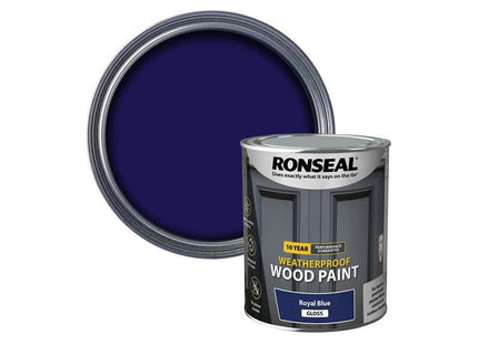 Ronseal 10 Year Weatherproof Wood Paint Royal Blue Gloss 750ml Ronseal - RockBottom Nothampton