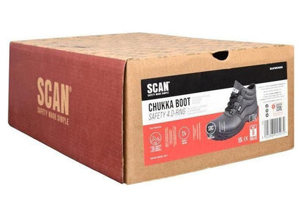 Scan 4 D-Ring Chukka Safety Boots Black UK 6 EUR 40 Scan - RockBottom Nothampton