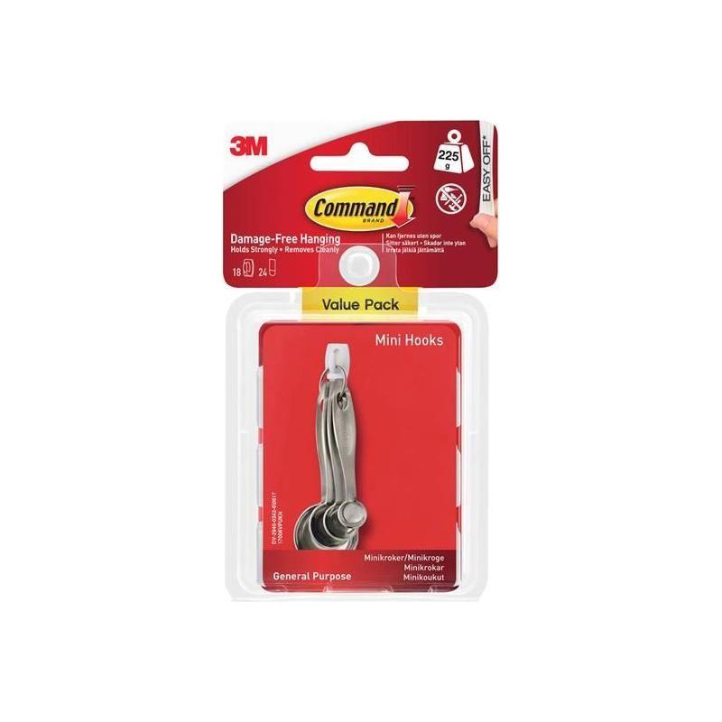 Command™ White Mini Hooks Value Pack (Pack 18) Command™ - RockBottom Northampton
