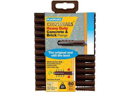 Plasplugs SBJP551 Originals™ Heavy-Duty Fixings (Pack 50) Plasplugs - RockBottom Nothampton