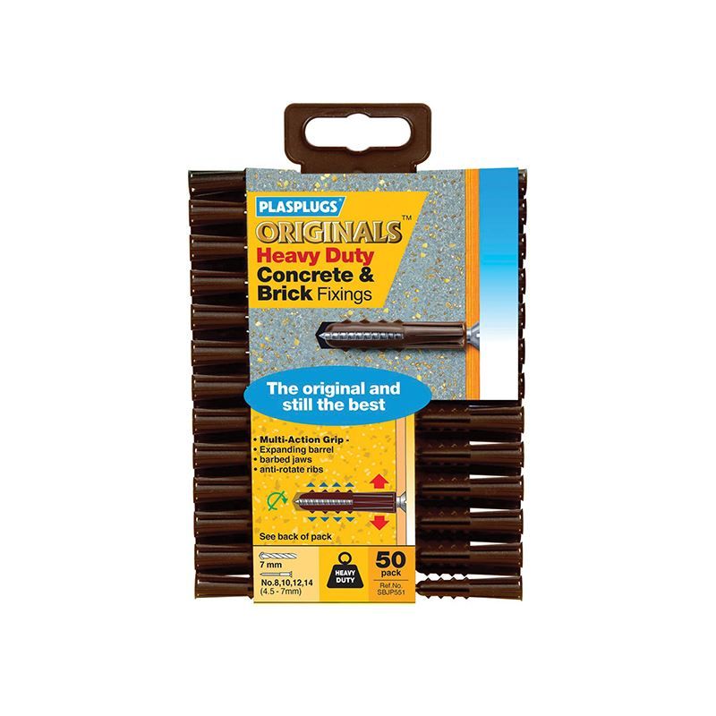 Plasplugs SBJP551 Originals™ Heavy-Duty Fixings (Pack 50) Plasplugs - RockBottom Nothampton