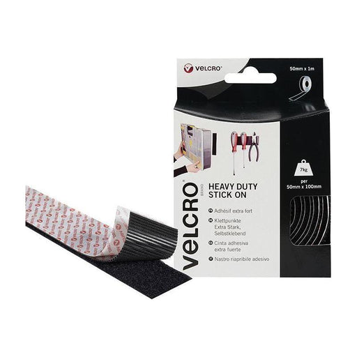 Velcro® Brand VELCRO® Brand Heavy-Duty Stick On Tape 50mm x 1m Black VELCRO® Brand - RockBottom Northampton