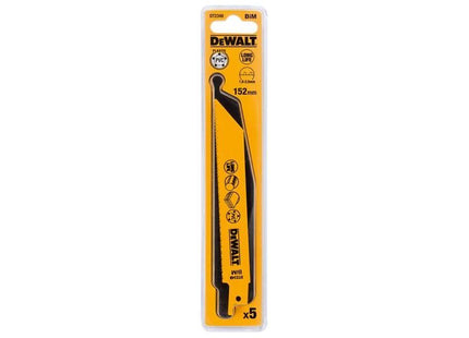 Dewalt Power Tools Bi-Metal Reciprocating Blade for Plastic & Pipes 152mm( Pack 5) DeWALT Power Tools - RockBottom Northampton