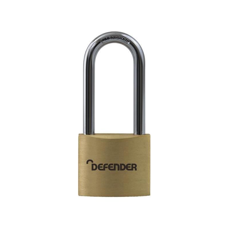 Defender Brass Padlock Long Shackle 40mm DEFENDER - RockBottom Northampton